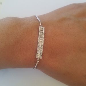 18k White Gold Plated Cz Bracelet.
